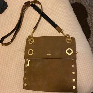 HAMMITT MONTANA REVERSE (BLACK/BROWN) SUEDE CROSSBODY TO SHOULDER HANDBAG